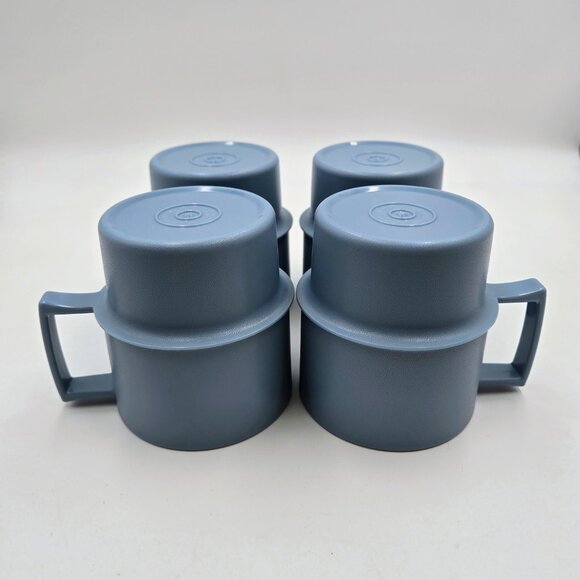Vintage Tupperware Stacking Mugs 1312-12 Mug Cup Blue Read - Picture 7 of 9